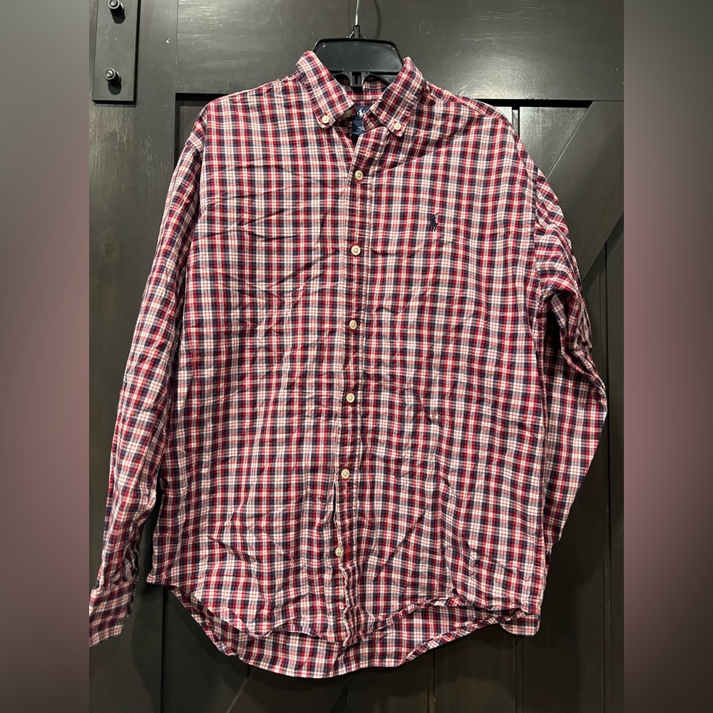 Ralph Lauren Red and Blue Casual Button Down Shirt
